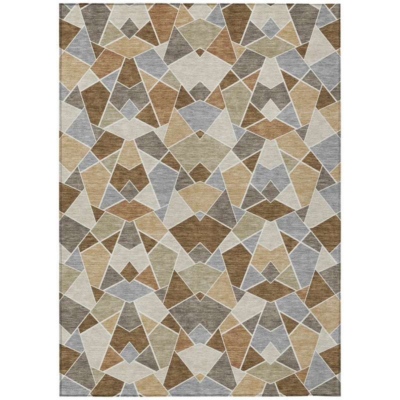 10' X 14' Chocolate And Beige Geometric Washable Indoor Outdoor Area Rug Homeroots Outdoor
