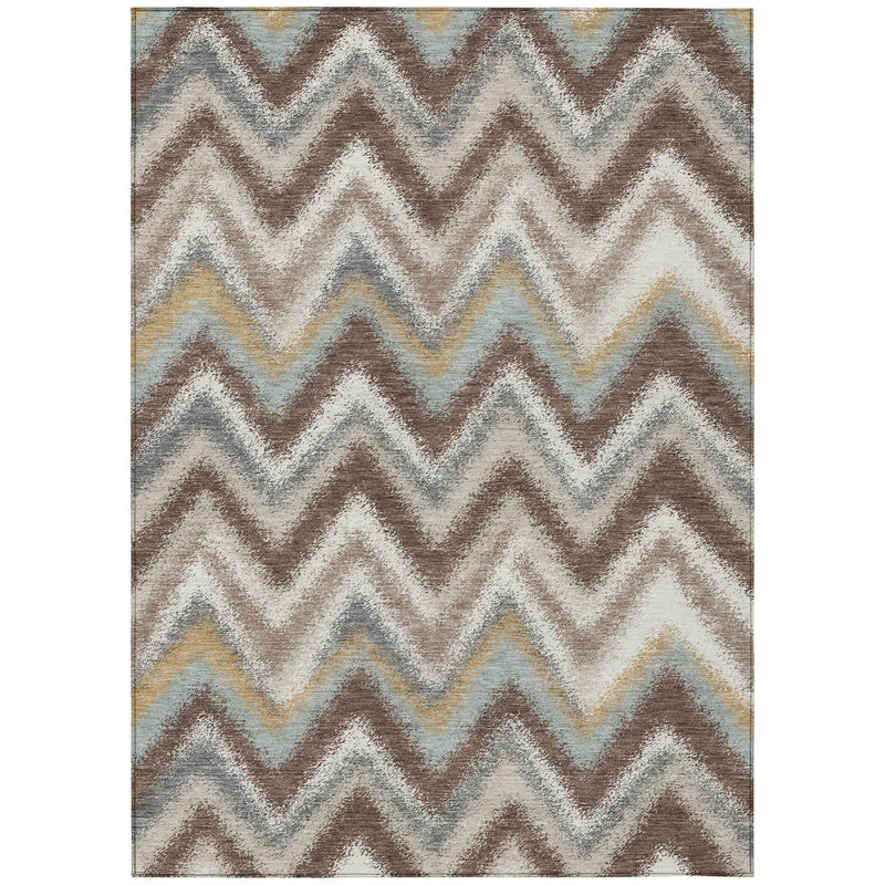 10' X 14' Chocolate And Beige Geometric Washable Indoor Outdoor Area Rug Homeroots Outdoor