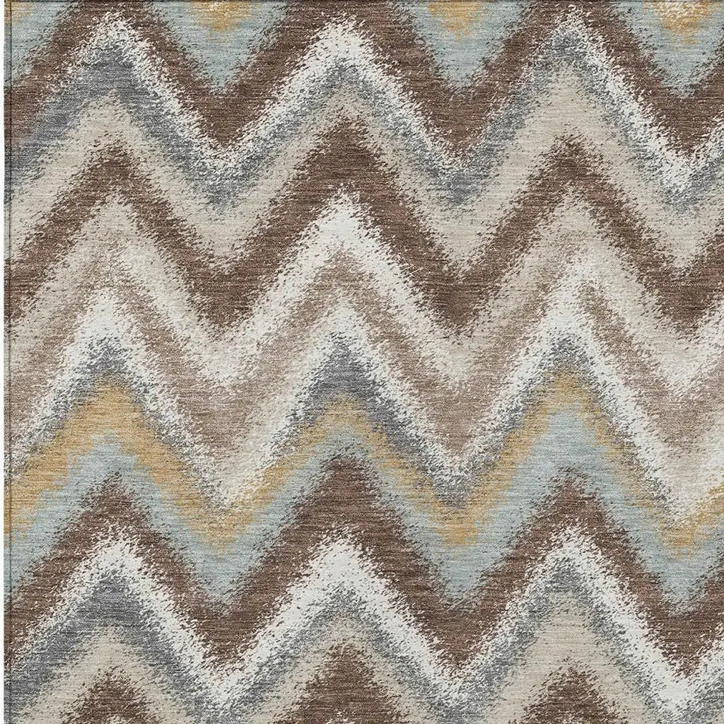 10' X 14' Chocolate And Beige Geometric Washable Indoor Outdoor Area Rug Homeroots Outdoor
