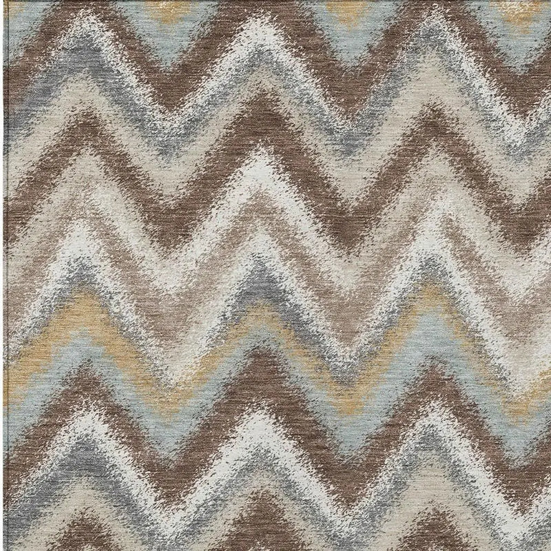 10' X 14' Chocolate And Beige Geometric Washable Indoor Outdoor Area Rug Homeroots Outdoor