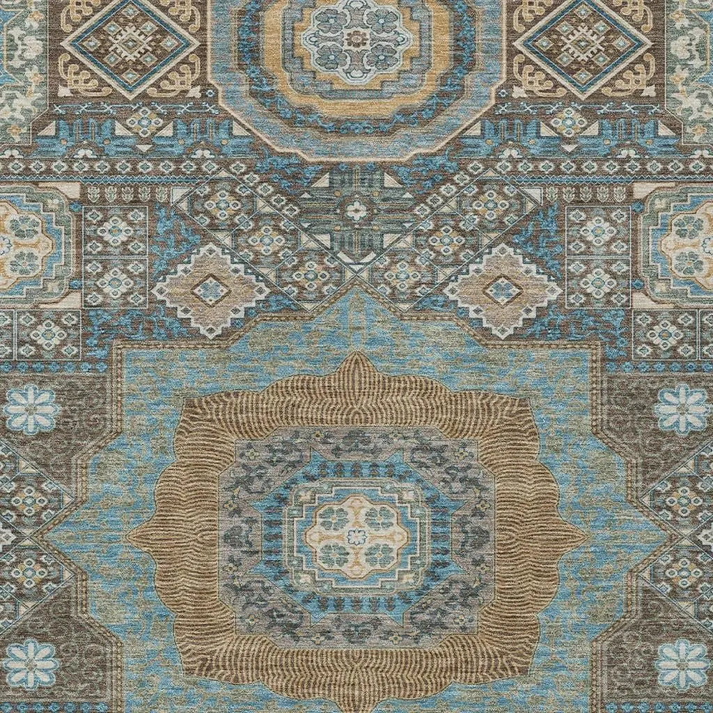 10' X 14' Chocolate And Beige Oriental Washable Indoor Outdoor Area Rug Homeroots Outdoor