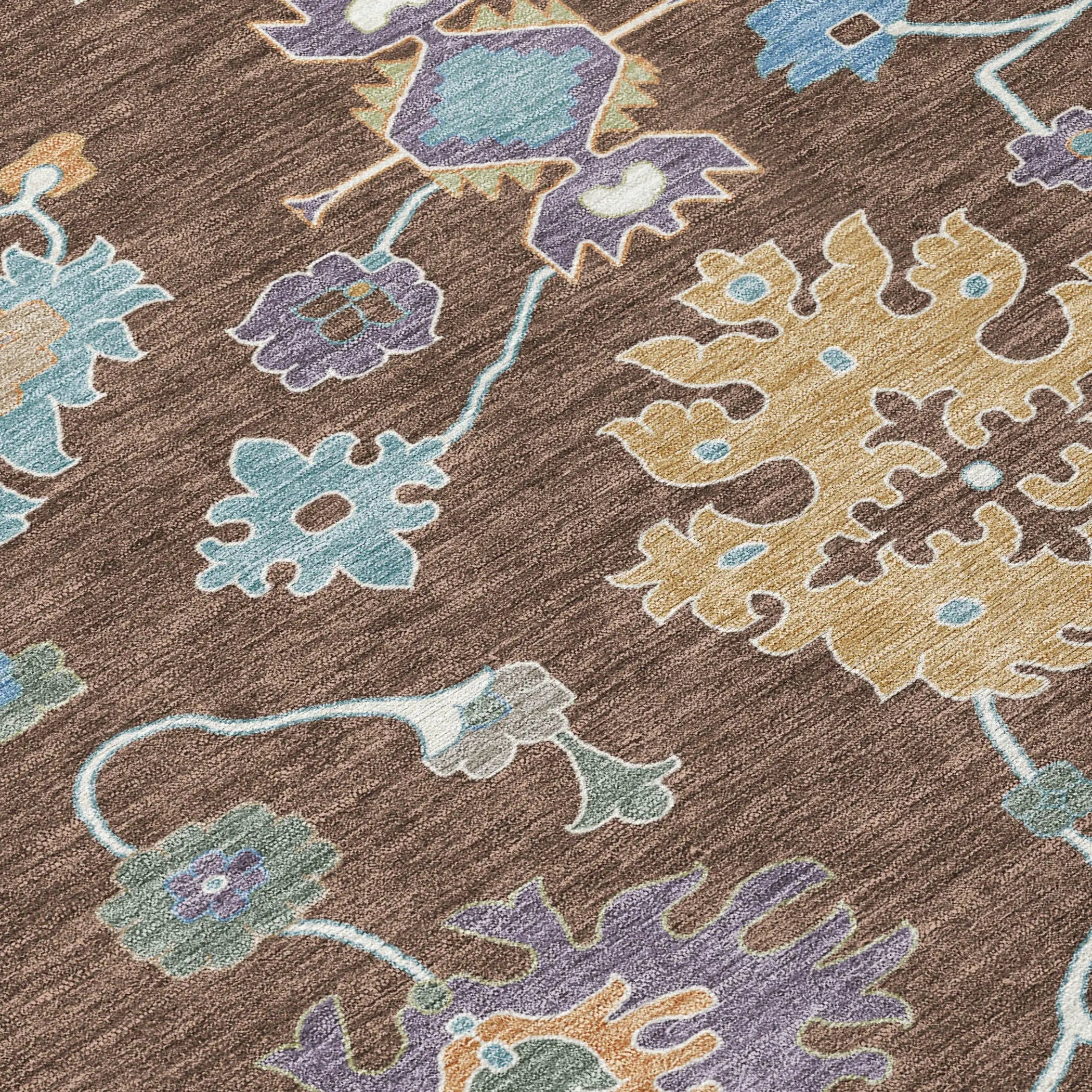 10' X 14' Chocolate And Beige Oriental Washable Indoor Outdoor Area Rug Homeroots Outdoor