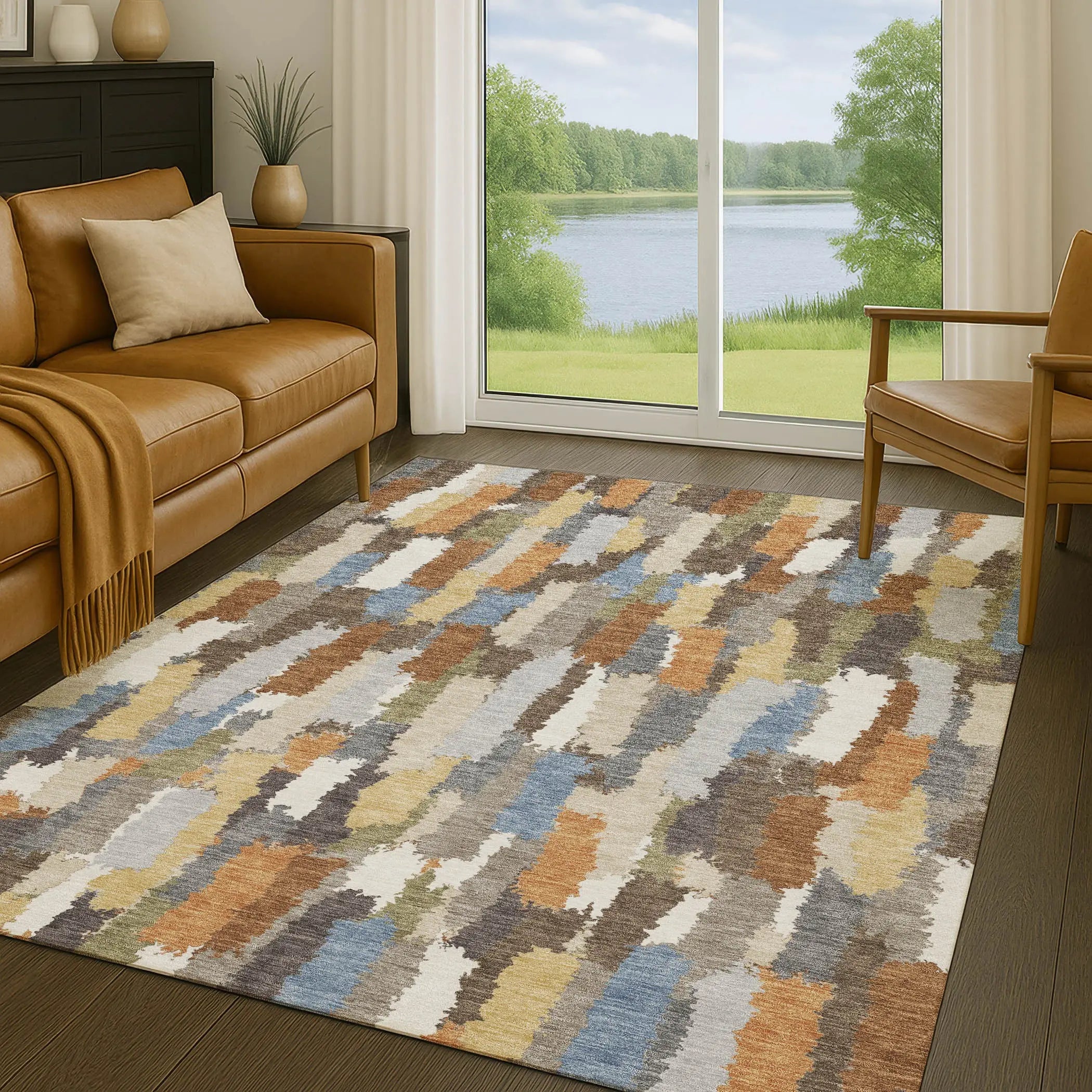 10' X 14' Chocolate And Beige Striped Washable Indoor Outdoor Area Rug Homeroots Outdoor