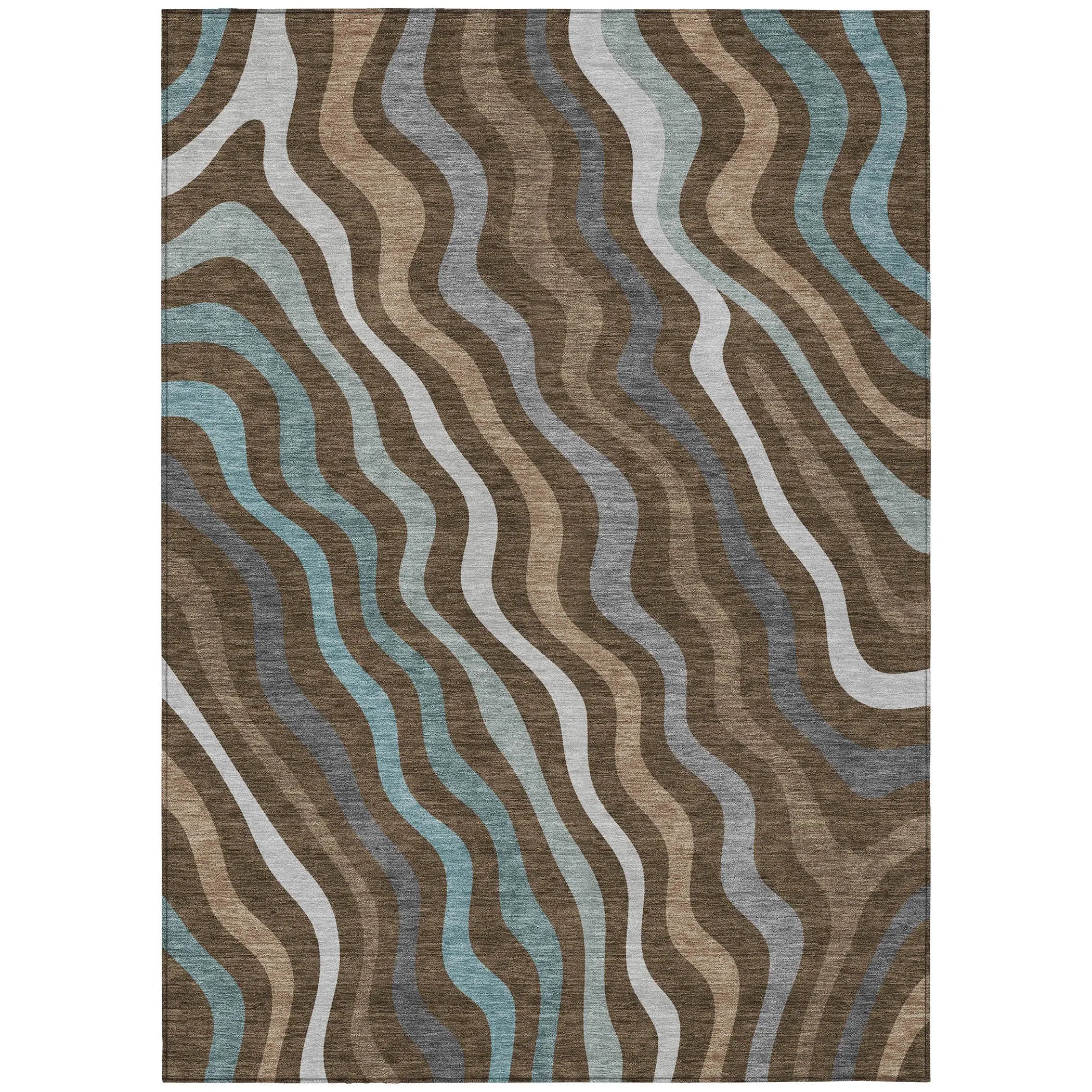 10' X 14' Chocolate And Brown Abstract Washable Indoor Outdoor Area Rug Homeroots Outdoor