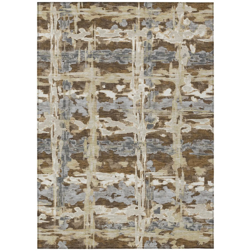 10' X 14' Chocolate And Brown Abstract Washable Indoor Outdoor Area Rug Homeroots Outdoor