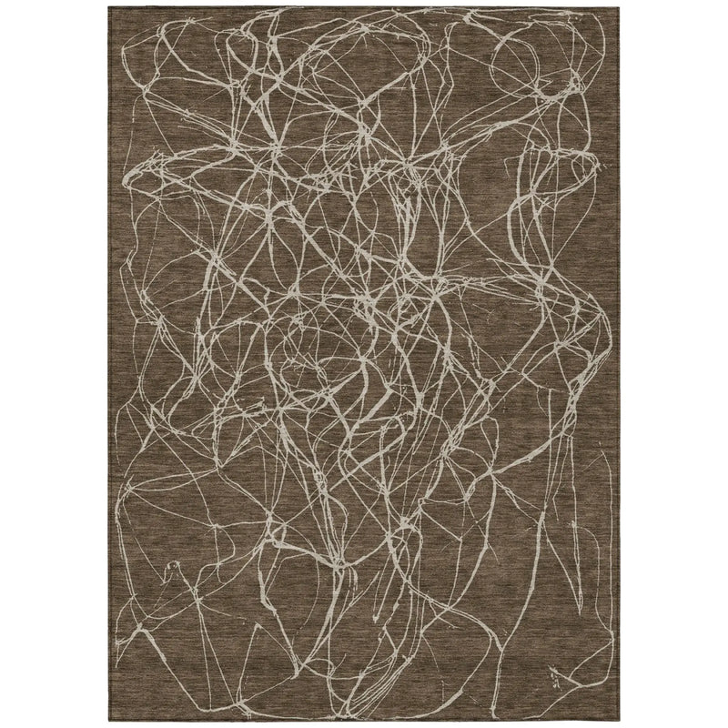 10' X 14' Chocolate And Brown Abstract Washable Indoor Outdoor Area Rug Homeroots Outdoor