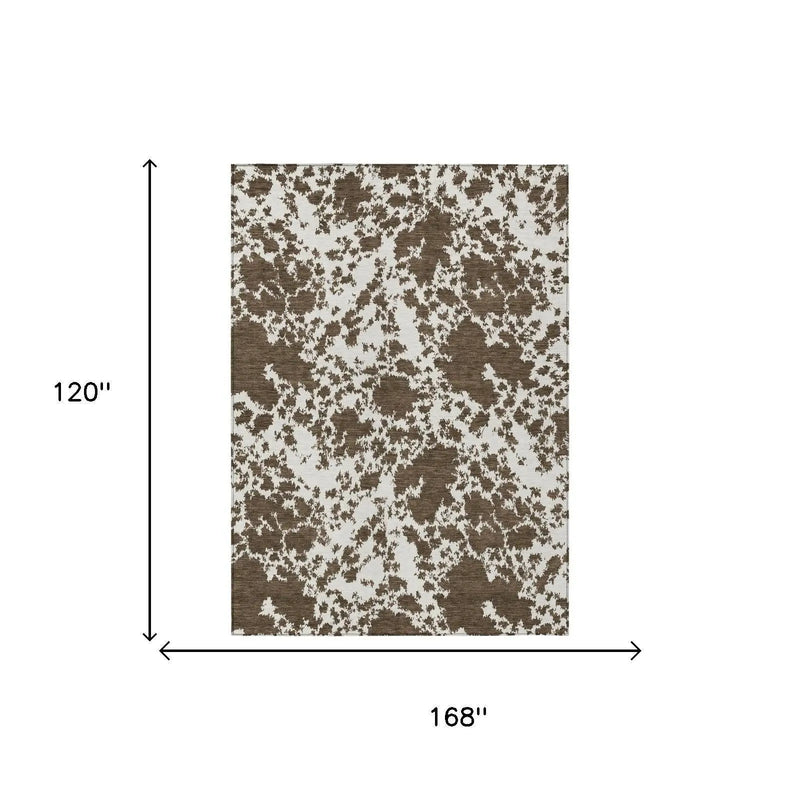 10' X 14' Chocolate And Brown Abstract Washable Indoor Outdoor Area Rug Homeroots Outdoor