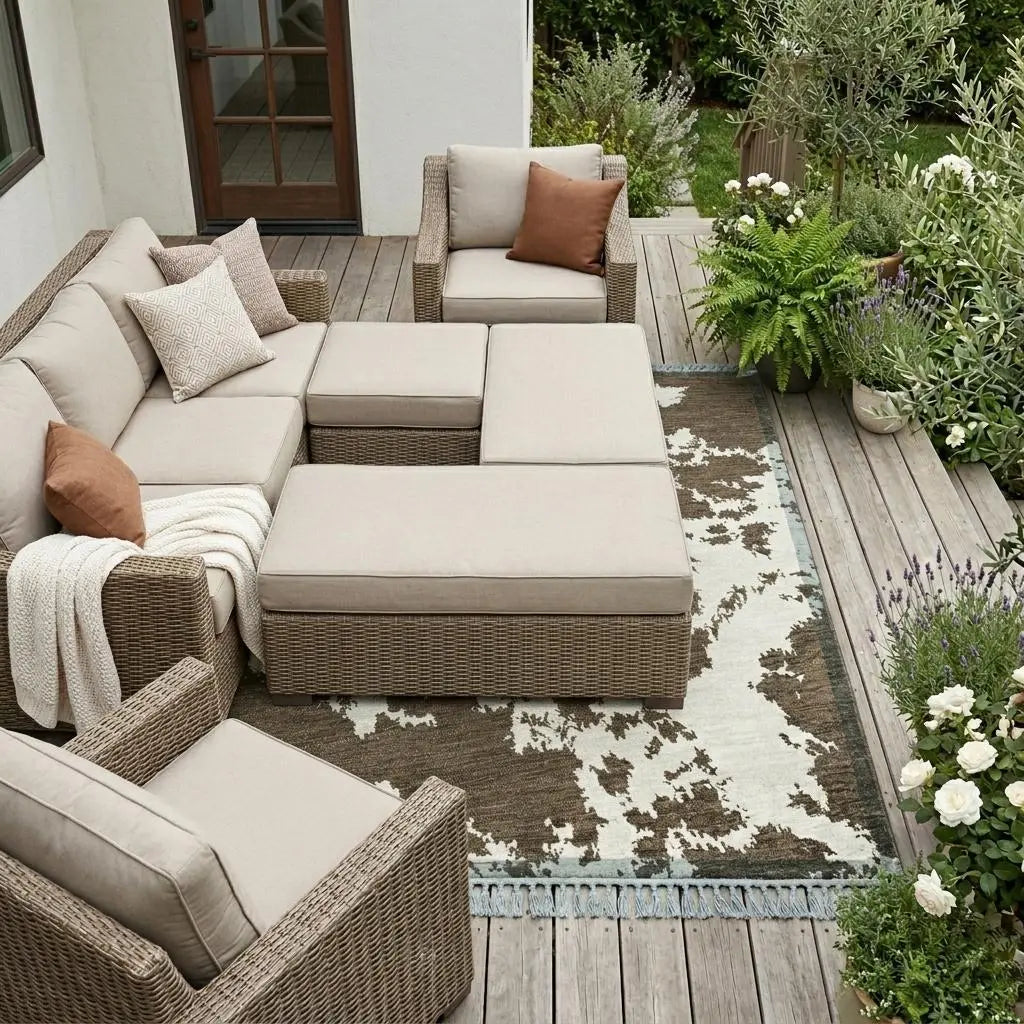 10' X 14' Chocolate And Brown Abstract Washable Indoor Outdoor Area Rug Homeroots Outdoor