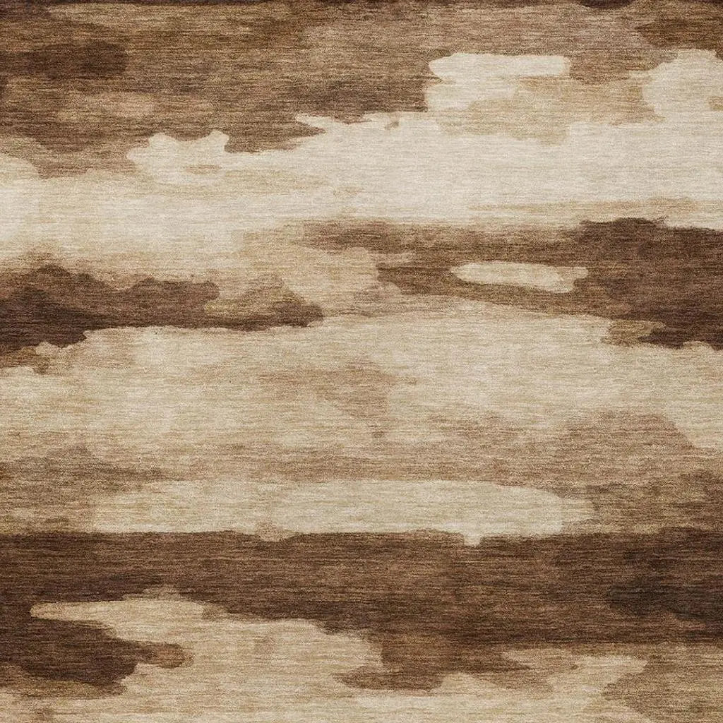 10' X 14' Chocolate And Brown Abstract Washable Indoor Outdoor Area Rug Homeroots Outdoor