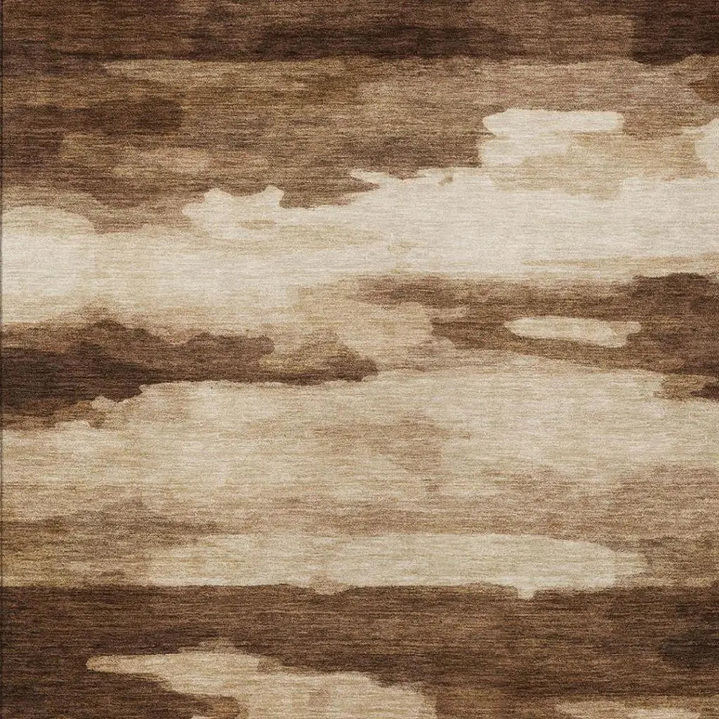 10' X 14' Chocolate And Brown Abstract Washable Indoor Outdoor Area Rug Homeroots Outdoor