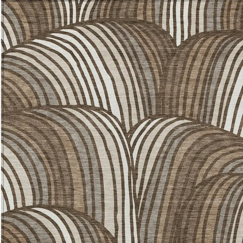 10' X 14' Chocolate And Brown Abstract Washable Indoor Outdoor Area Rug Homeroots Outdoor
