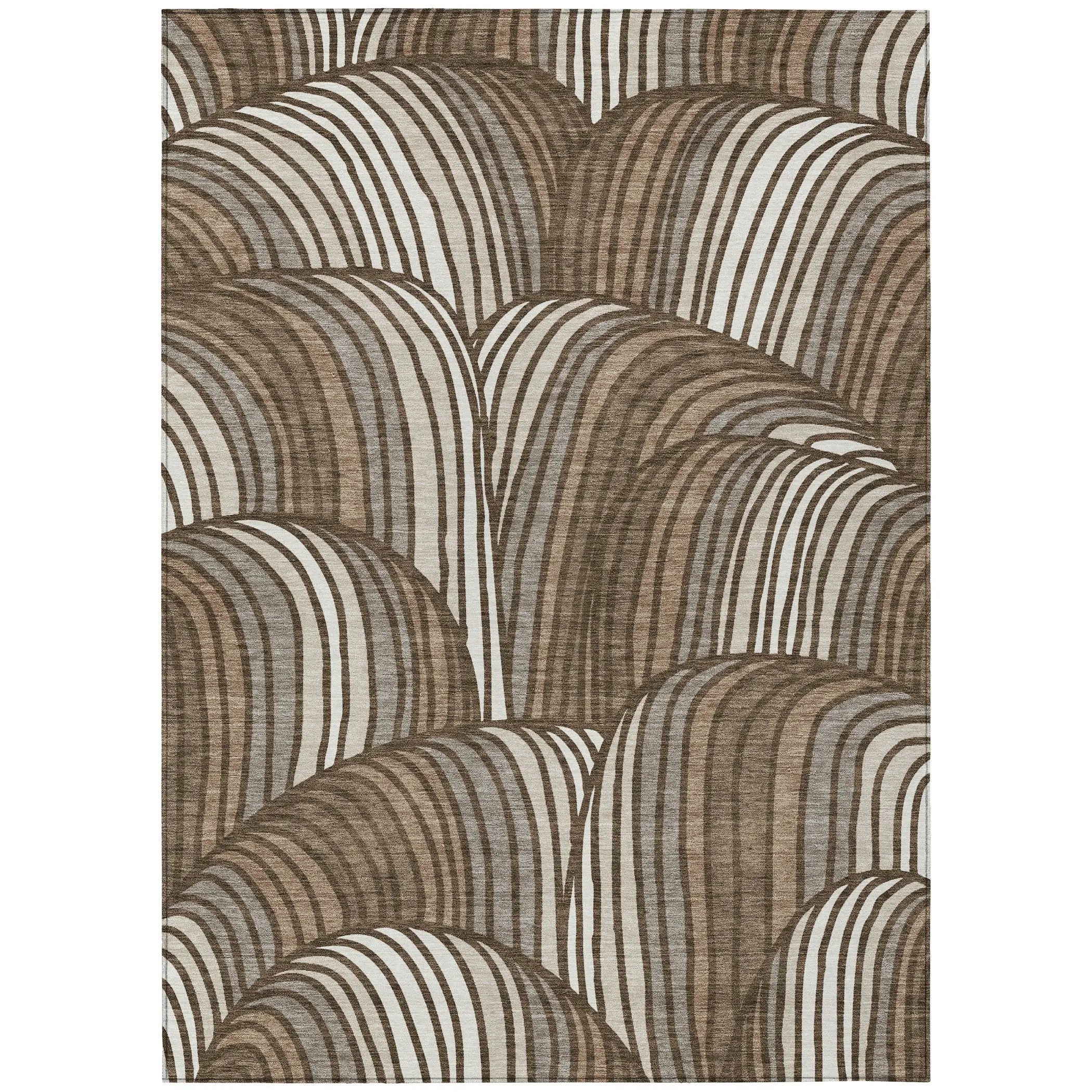 10' X 14' Chocolate And Brown Abstract Washable Indoor Outdoor Area Rug Homeroots Outdoor