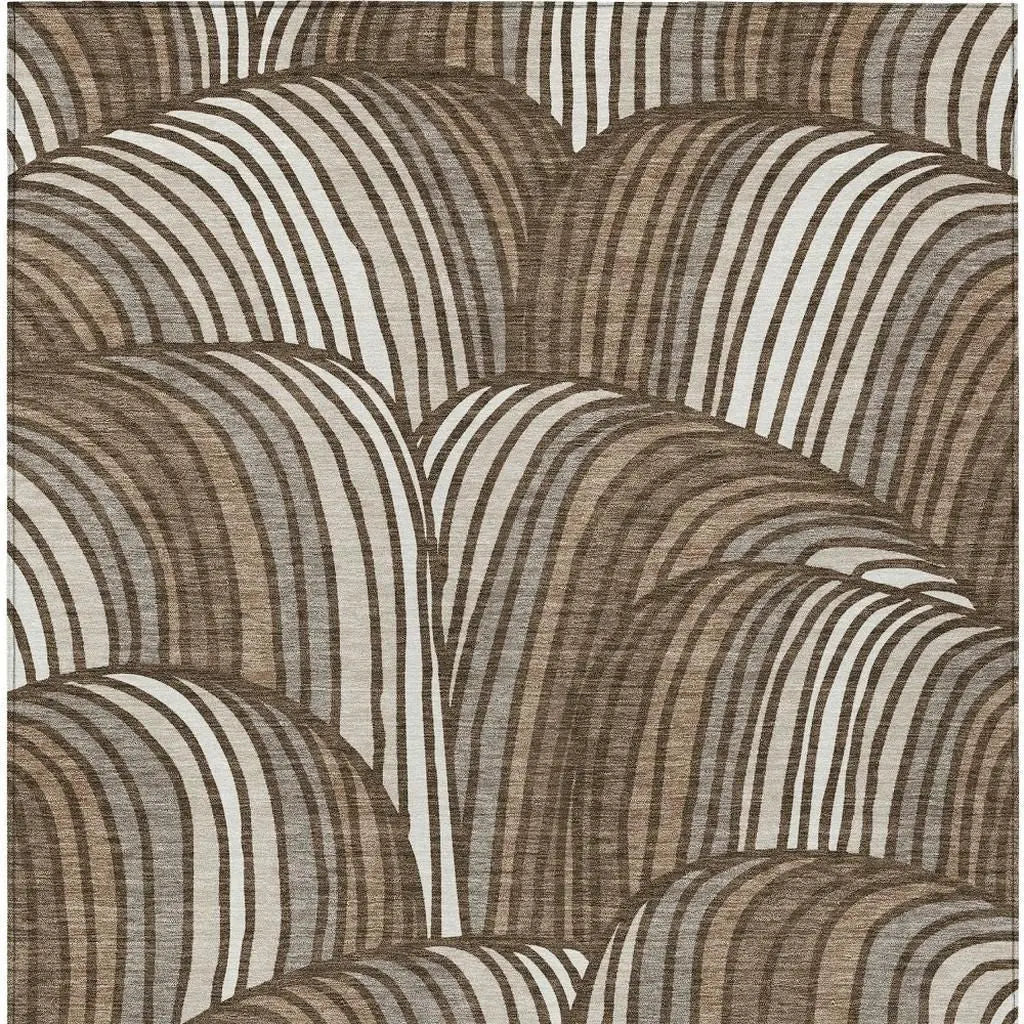 10' X 14' Chocolate And Brown Abstract Washable Indoor Outdoor Area Rug Homeroots Outdoor