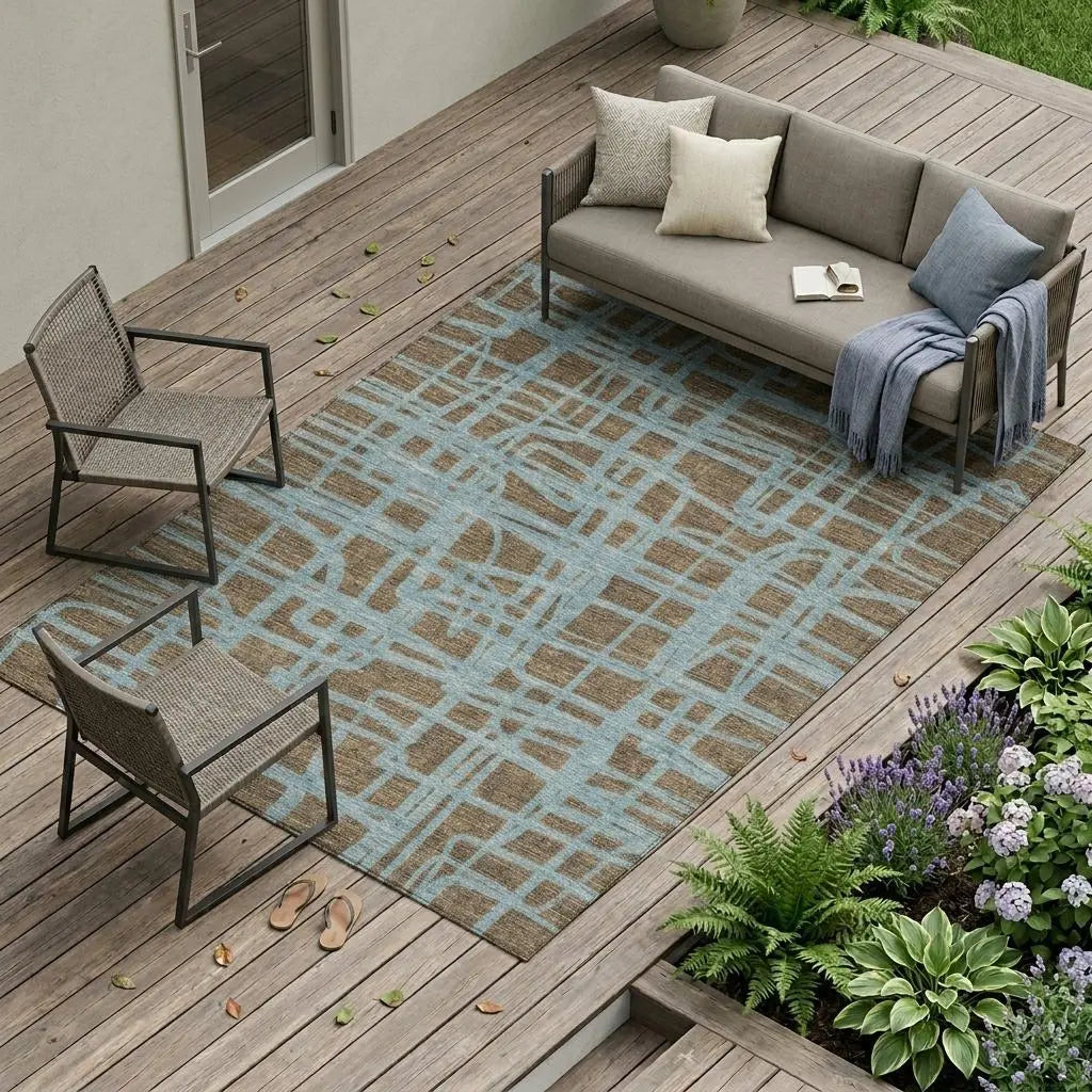 10' X 14' Chocolate And Brown Abstract Washable Indoor Outdoor Area Rug Homeroots Outdoor