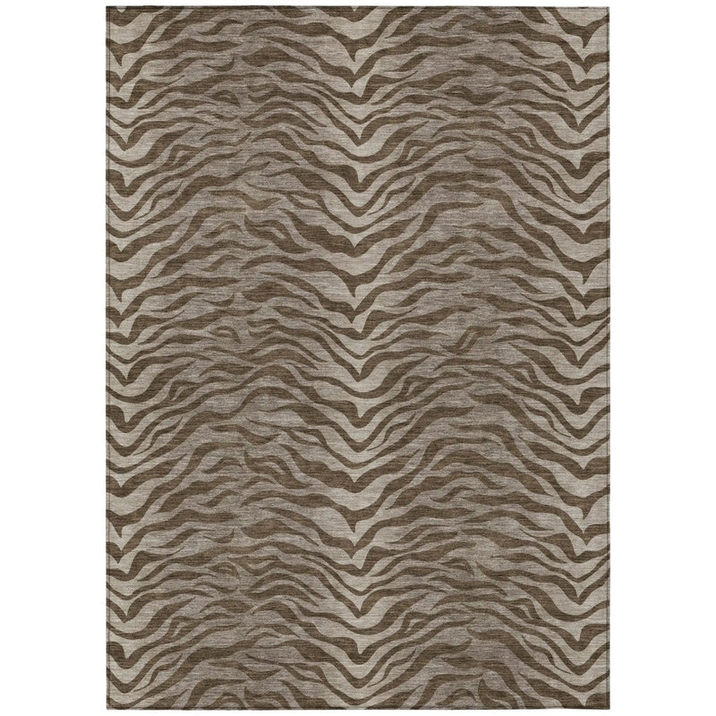 10' X 14' Chocolate And Brown Animal Print Washable Indoor Outdoor Area Rug Homeroots Outdoor