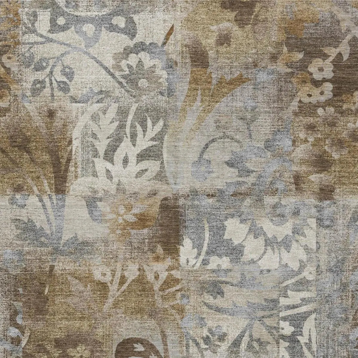 10' X 14' Chocolate And Brown Botanical Leaves Washable Indoor Outdoor Area Rug Homeroots Outdoor