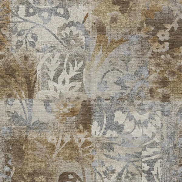 10' X 14' Chocolate And Brown Botanical Leaves Washable Indoor Outdoor Area Rug Homeroots Outdoor