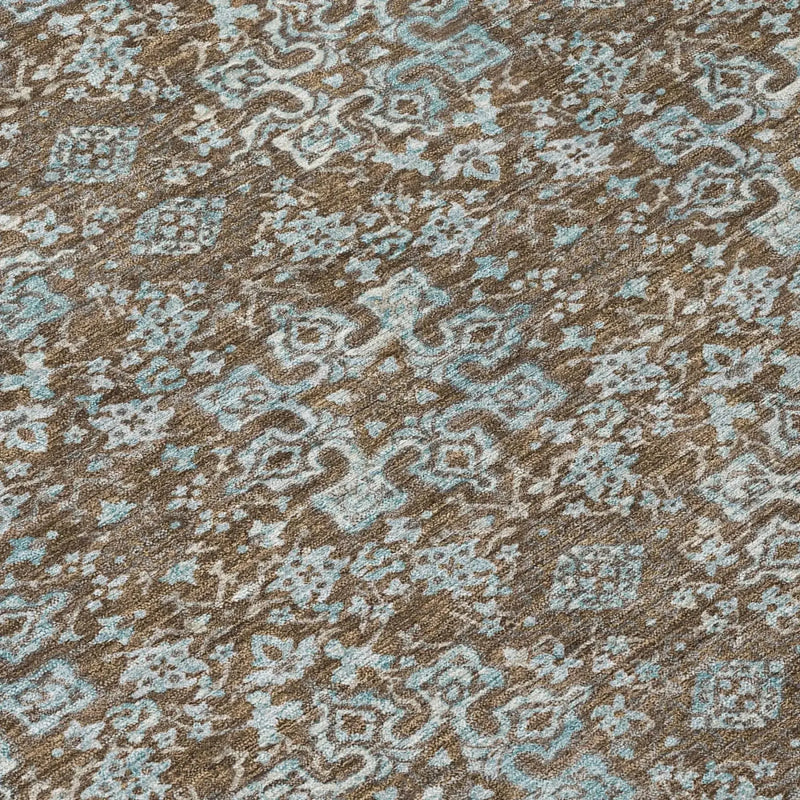 10' X 14' Chocolate And Brown Damask Washable Indoor Outdoor Area Rug Homeroots Outdoor
