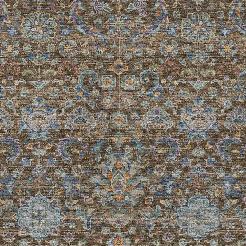 10' X 14' Chocolate And Brown Floral Medallion Washable Indoor Outdoor Area Rug Homeroots Outdoor