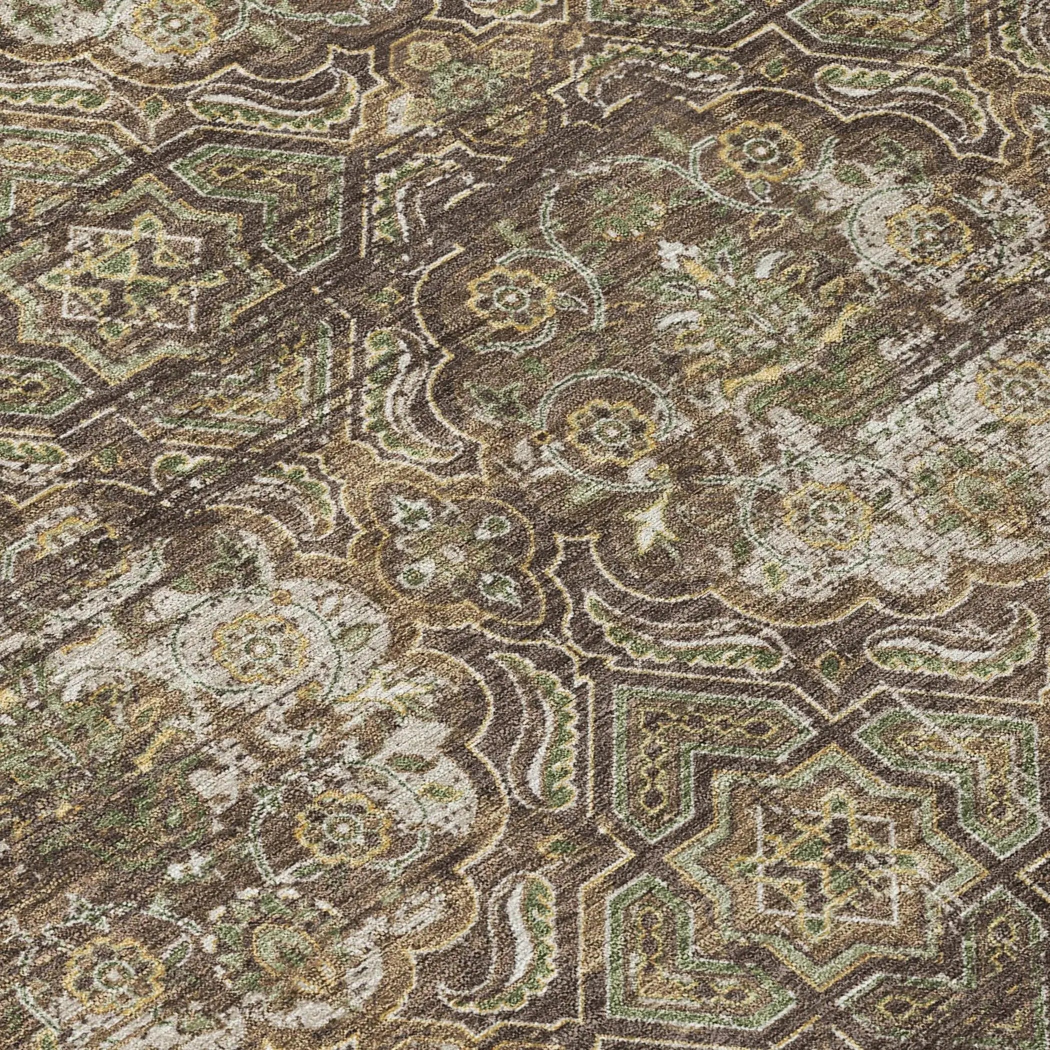 10' X 14' Chocolate And Brown Floral Washable Indoor Outdoor Area Rug Homeroots Outdoor
