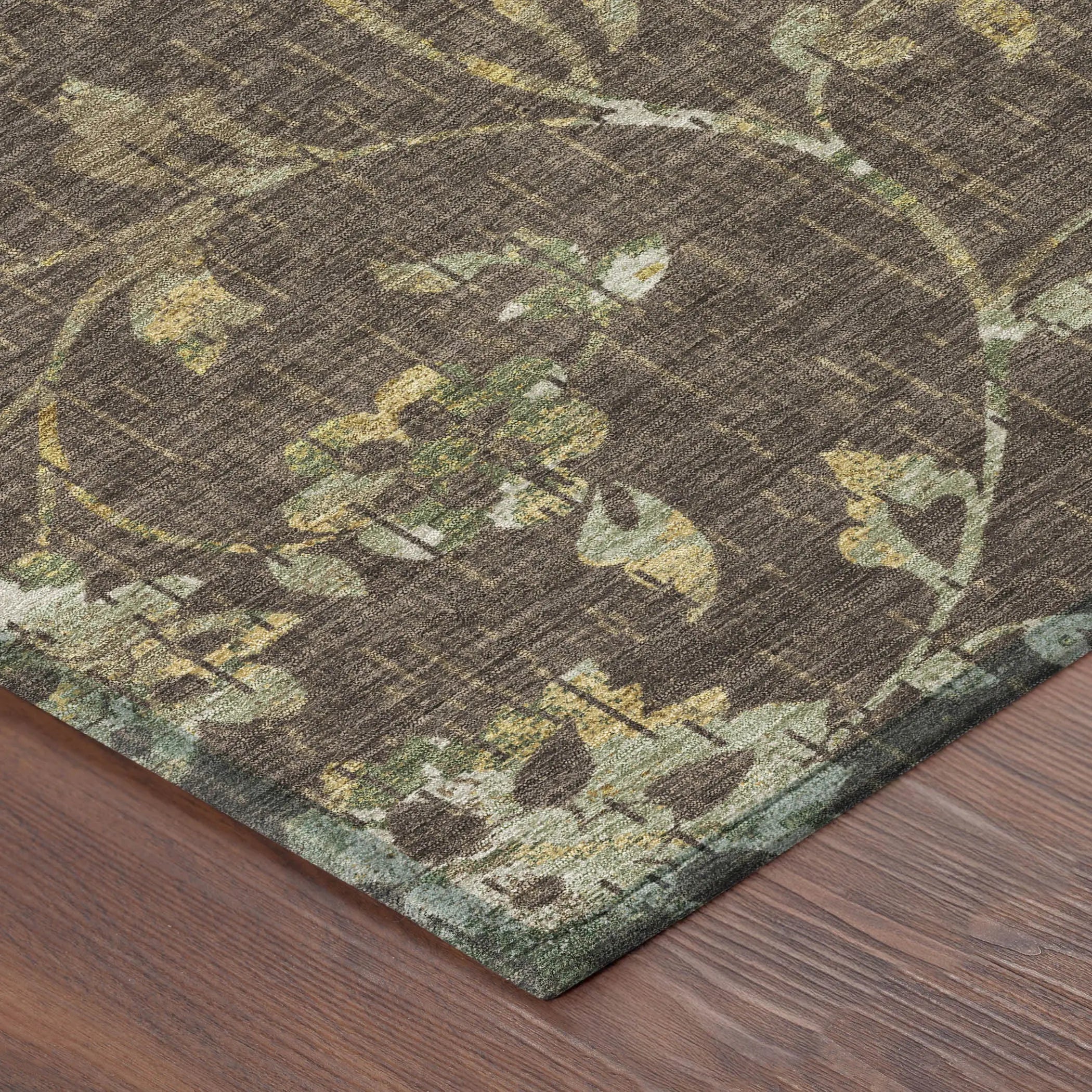 10' X 14' Chocolate And Brown Floral Washable Indoor Outdoor Area Rug Homeroots Outdoor