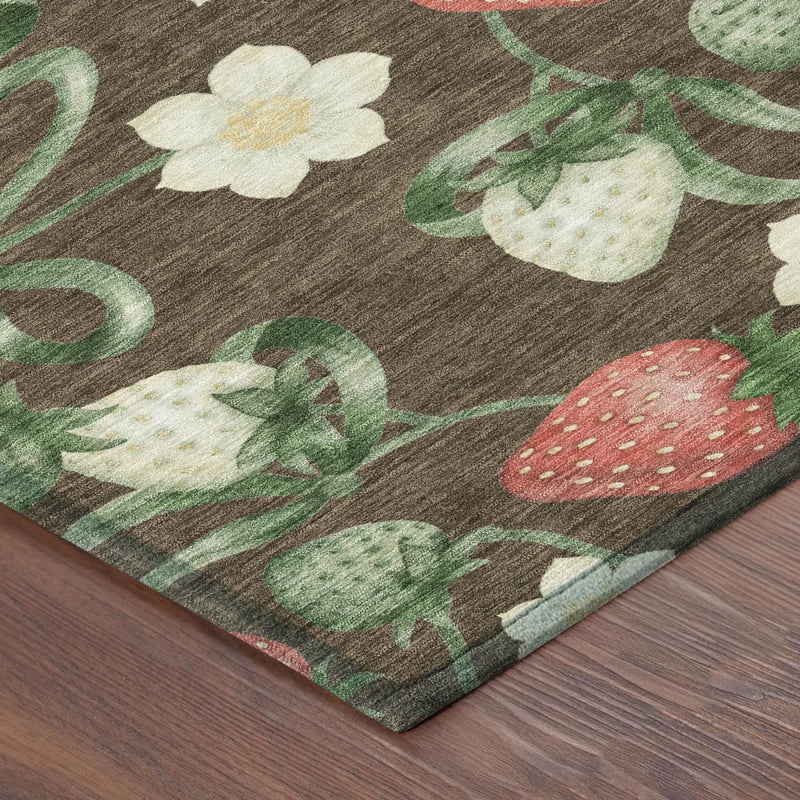 10' X 14' Chocolate And Brown Floral Washable Indoor Outdoor Area Rug Homeroots Outdoor