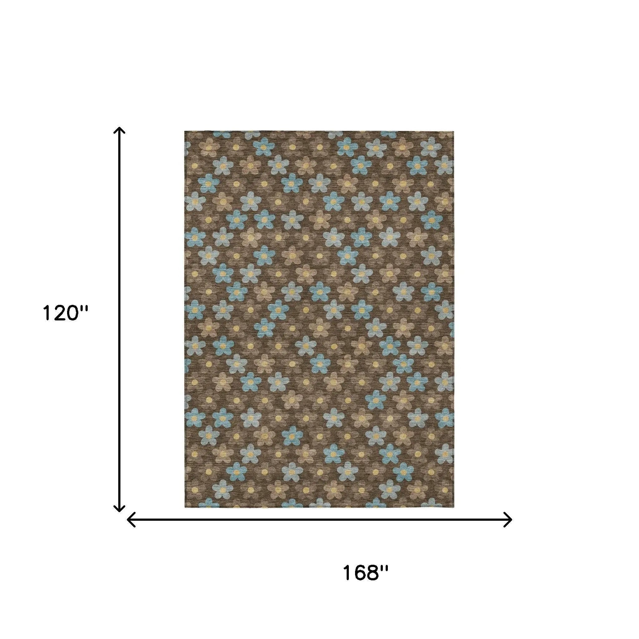 10' X 14' Chocolate And Brown Floral Washable Indoor Outdoor Area Rug Homeroots Outdoor