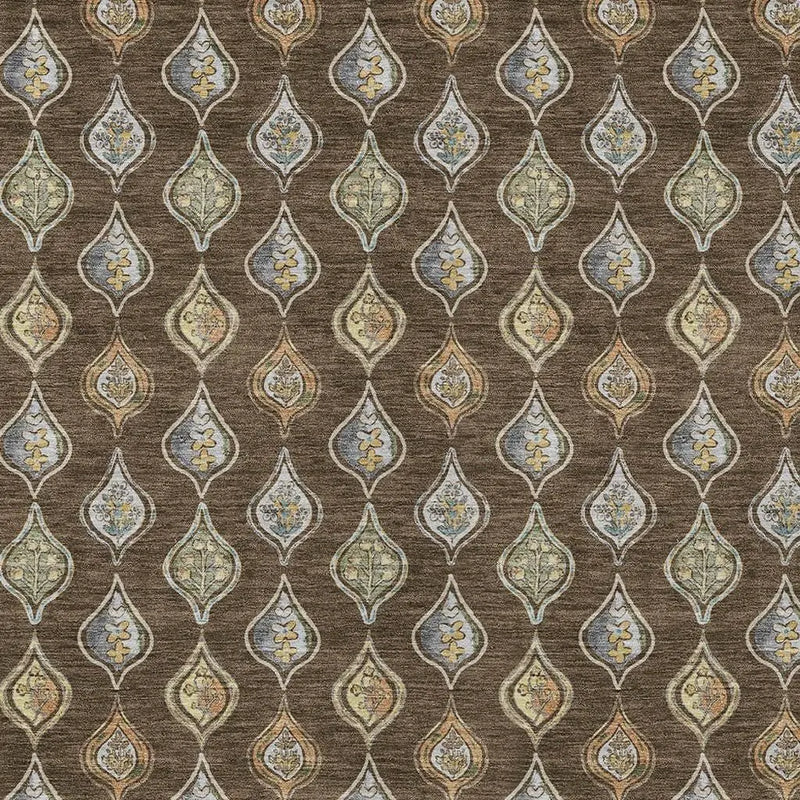 10' X 14' Chocolate And Brown Floral Washable Indoor Outdoor Area Rug Homeroots Outdoor