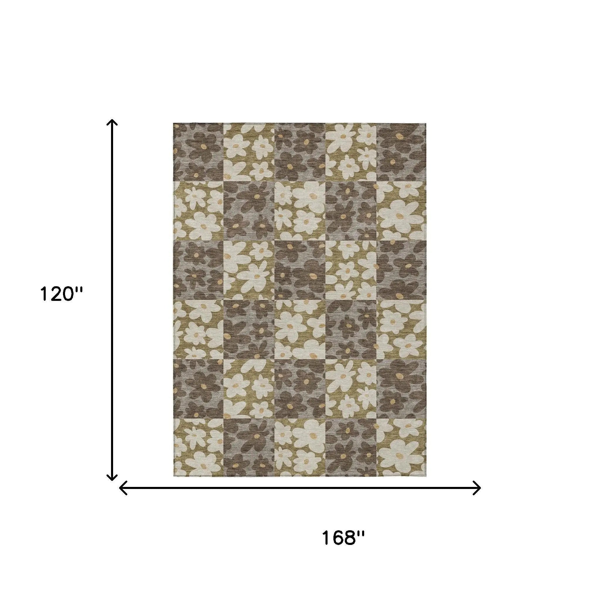 10' X 14' Chocolate And Brown Floral Washable Indoor Outdoor Area Rug Homeroots Outdoor