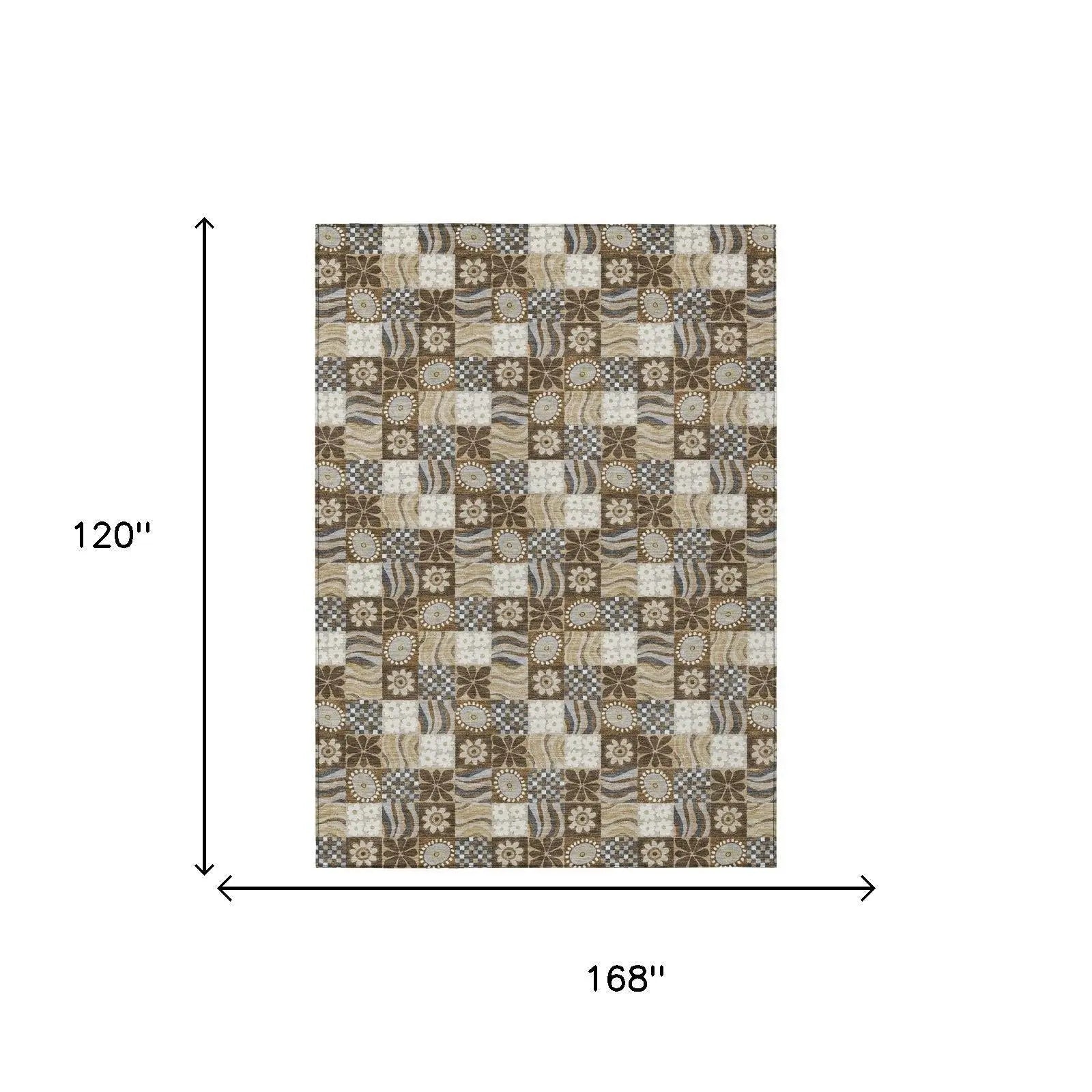 10' X 14' Chocolate And Brown Floral Washable Indoor Outdoor Area Rug Homeroots Outdoor