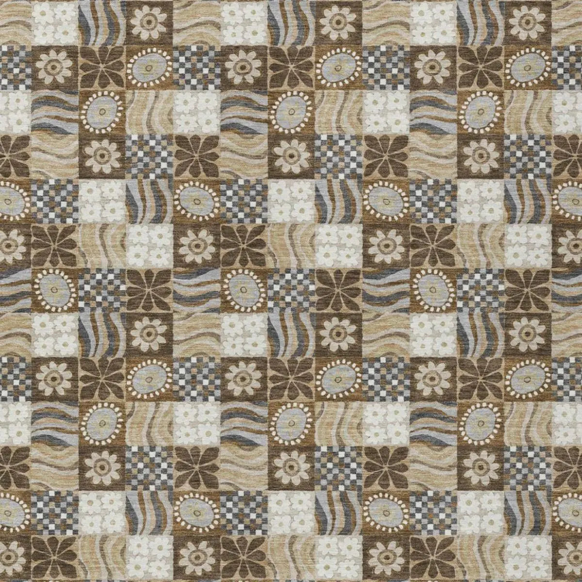 10' X 14' Chocolate And Brown Floral Washable Indoor Outdoor Area Rug Homeroots Outdoor