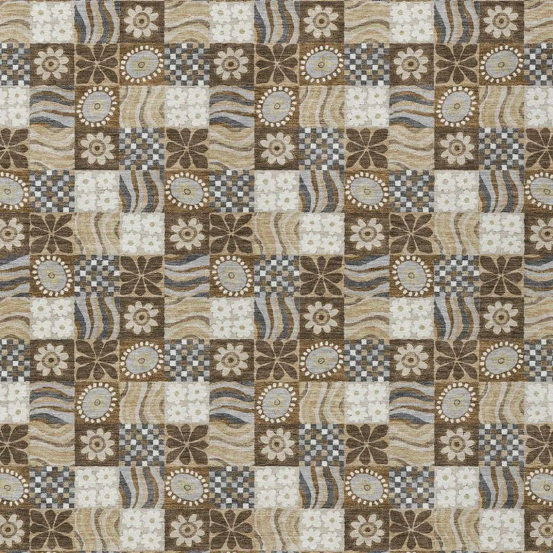 10' X 14' Chocolate And Brown Floral Washable Indoor Outdoor Area Rug Homeroots Outdoor
