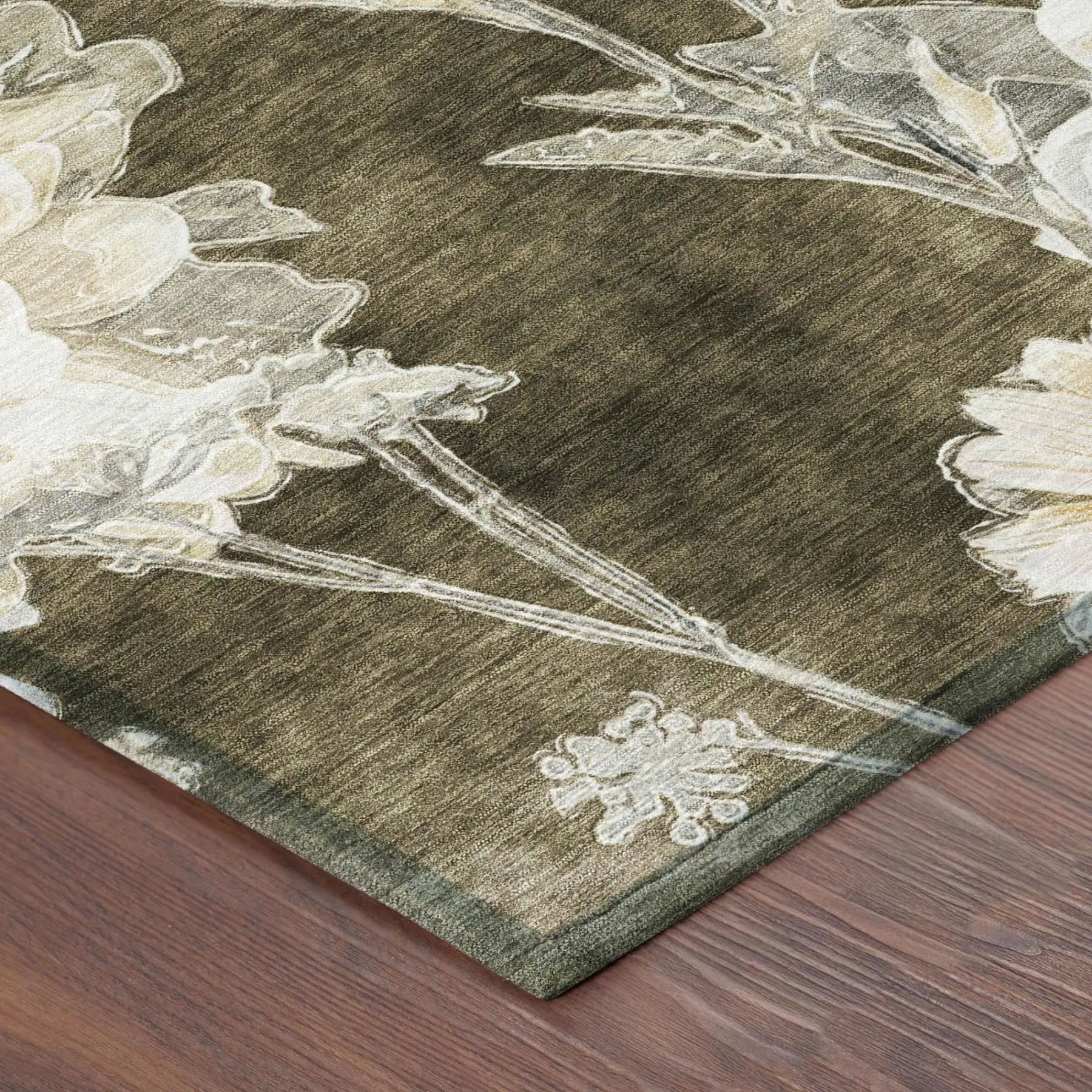 10' X 14' Chocolate And Brown Floral Washable Indoor Outdoor Area Rug Homeroots Outdoor
