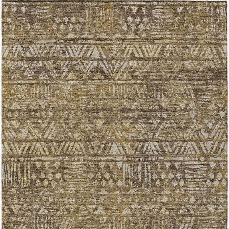 10' X 14' Chocolate And Brown Geometric Washable Indoor Outdoor Area Rug Homeroots Outdoor