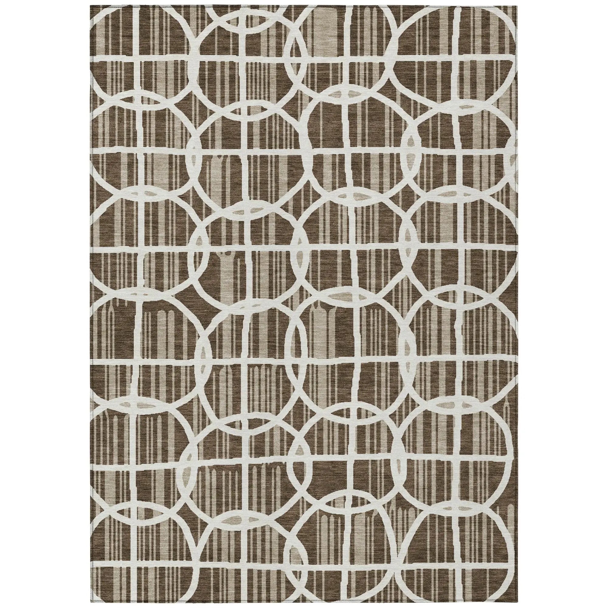 10' X 14' Chocolate And Brown Geometric Washable Indoor Outdoor Area Rug Homeroots Outdoor