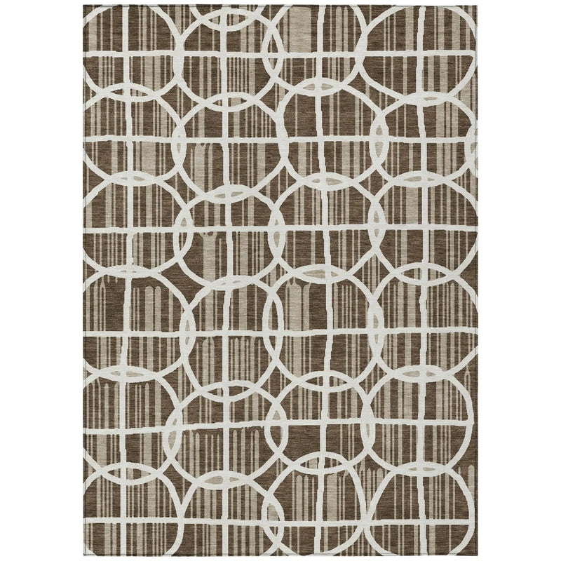10' X 14' Chocolate And Brown Geometric Washable Indoor Outdoor Area Rug Homeroots Outdoor