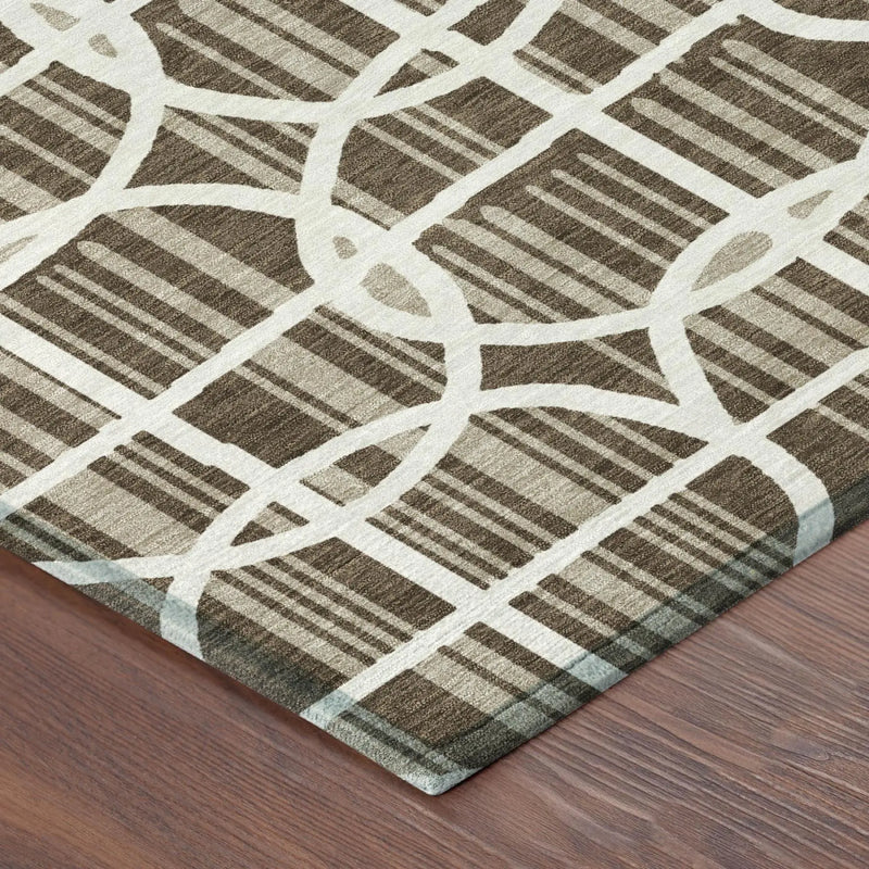10' X 14' Chocolate And Brown Geometric Washable Indoor Outdoor Area Rug Homeroots Outdoor