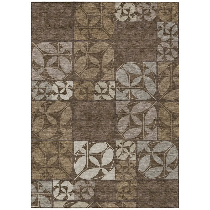 10' X 14' Chocolate And Brown Geometric Washable Indoor Outdoor Area Rug Homeroots Outdoor