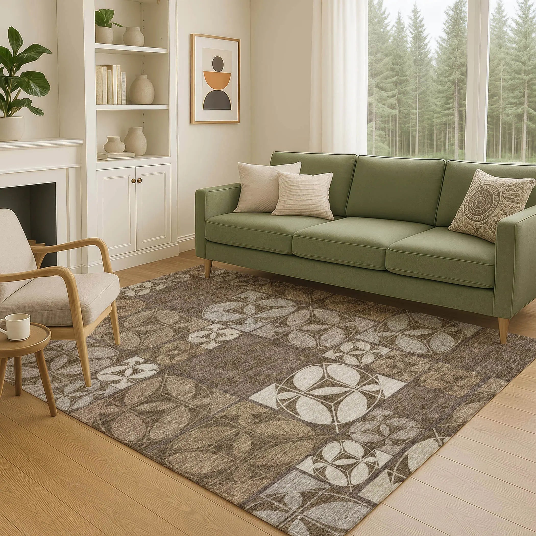 10' X 14' Chocolate And Brown Geometric Washable Indoor Outdoor Area Rug Homeroots Outdoor