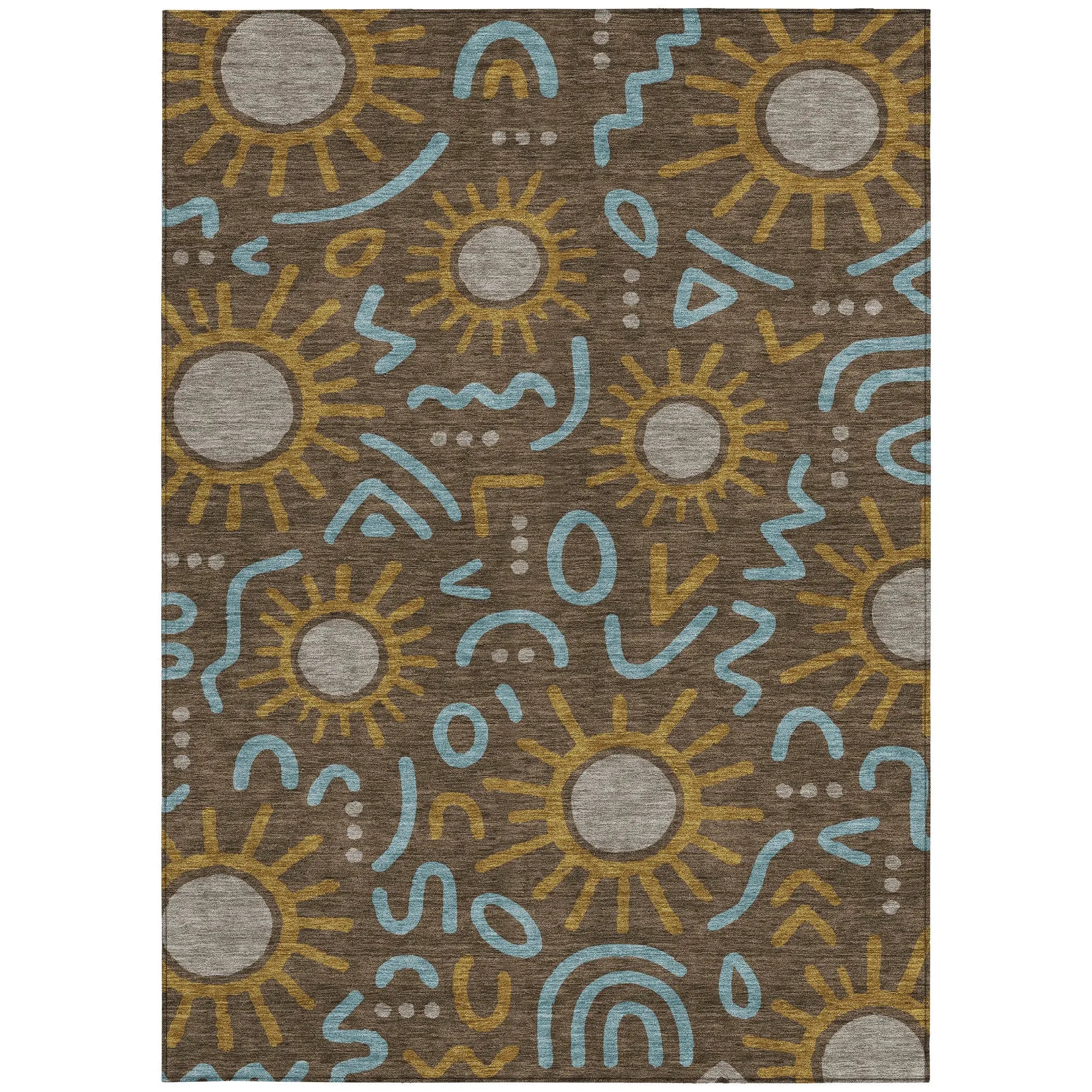 10' X 14' Chocolate And Brown Geometric Washable Indoor Outdoor Area Rug Homeroots Outdoor