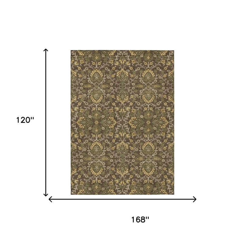 10' X 14' Chocolate And Brown Geometric Washable Indoor Outdoor Area Rug Homeroots Outdoor