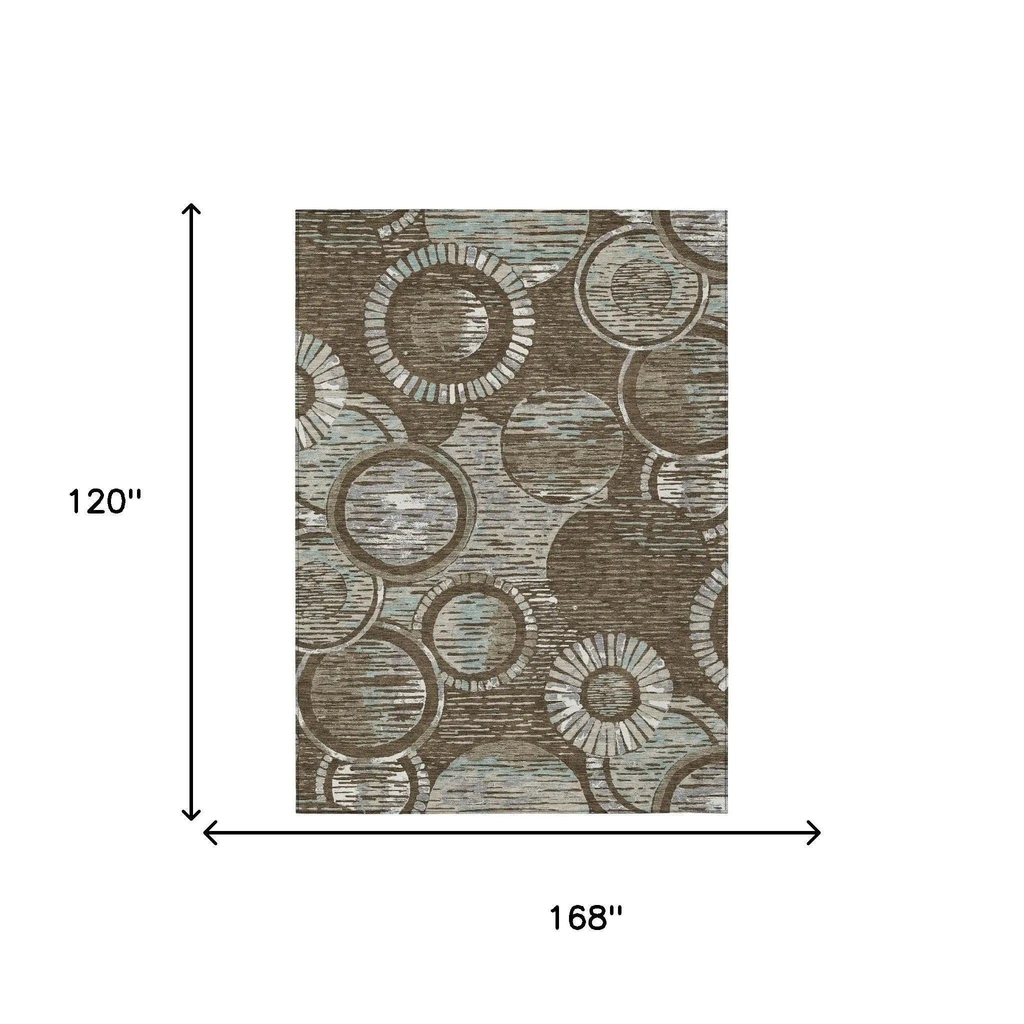 10' X 14' Chocolate And Brown Geometric Washable Indoor Outdoor Area Rug Homeroots Outdoor