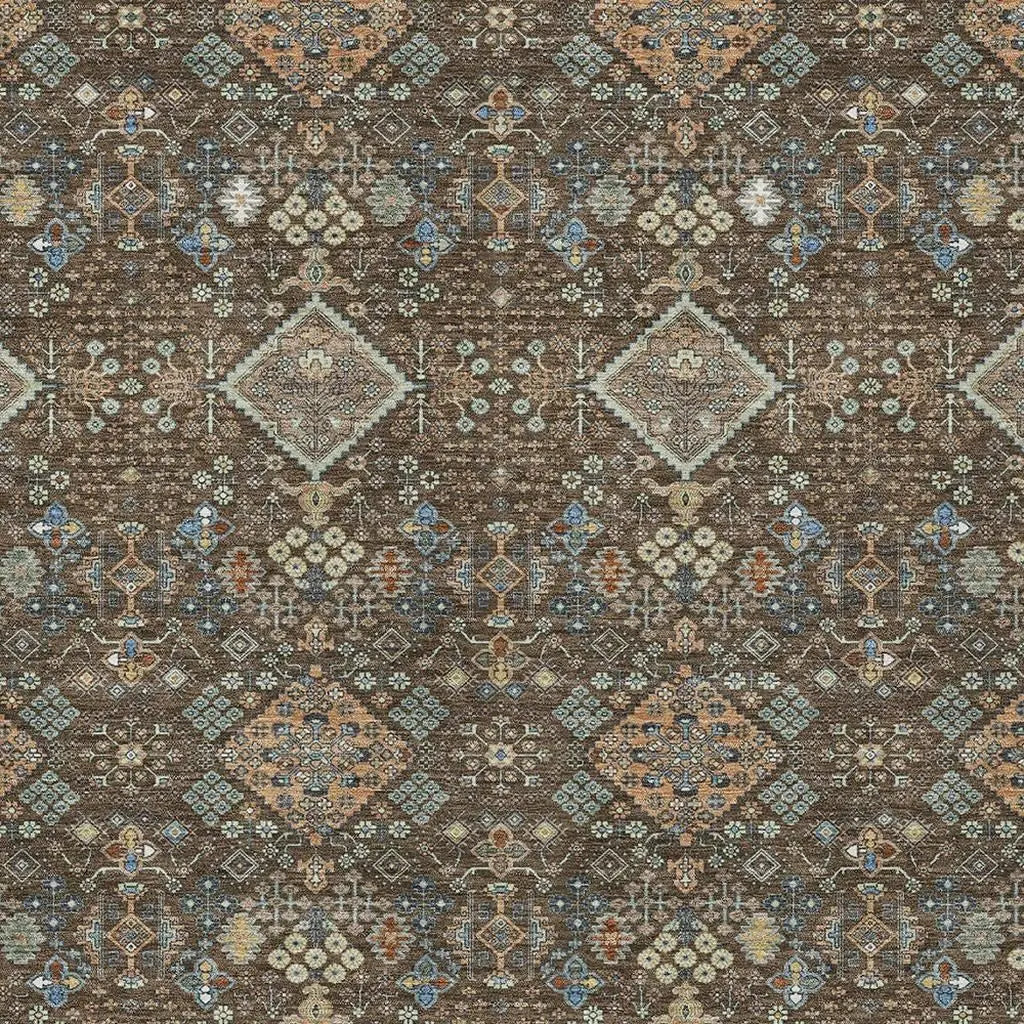10' X 14' Chocolate And Brown Geometric Washable Indoor Outdoor Area Rug Homeroots Outdoor
