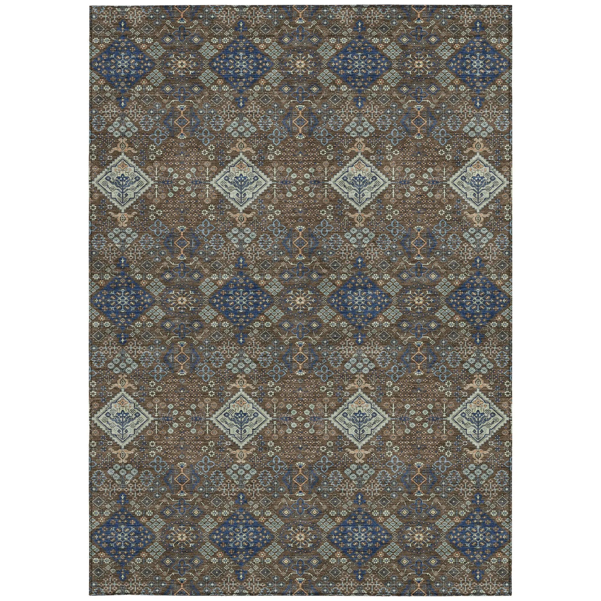 10' X 14' Chocolate And Brown Geometric Washable Indoor Outdoor Area Rug Homeroots Outdoor