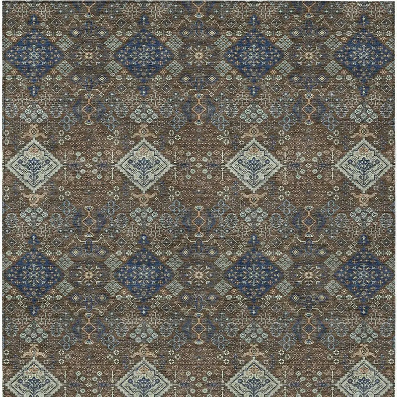 10' X 14' Chocolate And Brown Geometric Washable Indoor Outdoor Area Rug Homeroots Outdoor