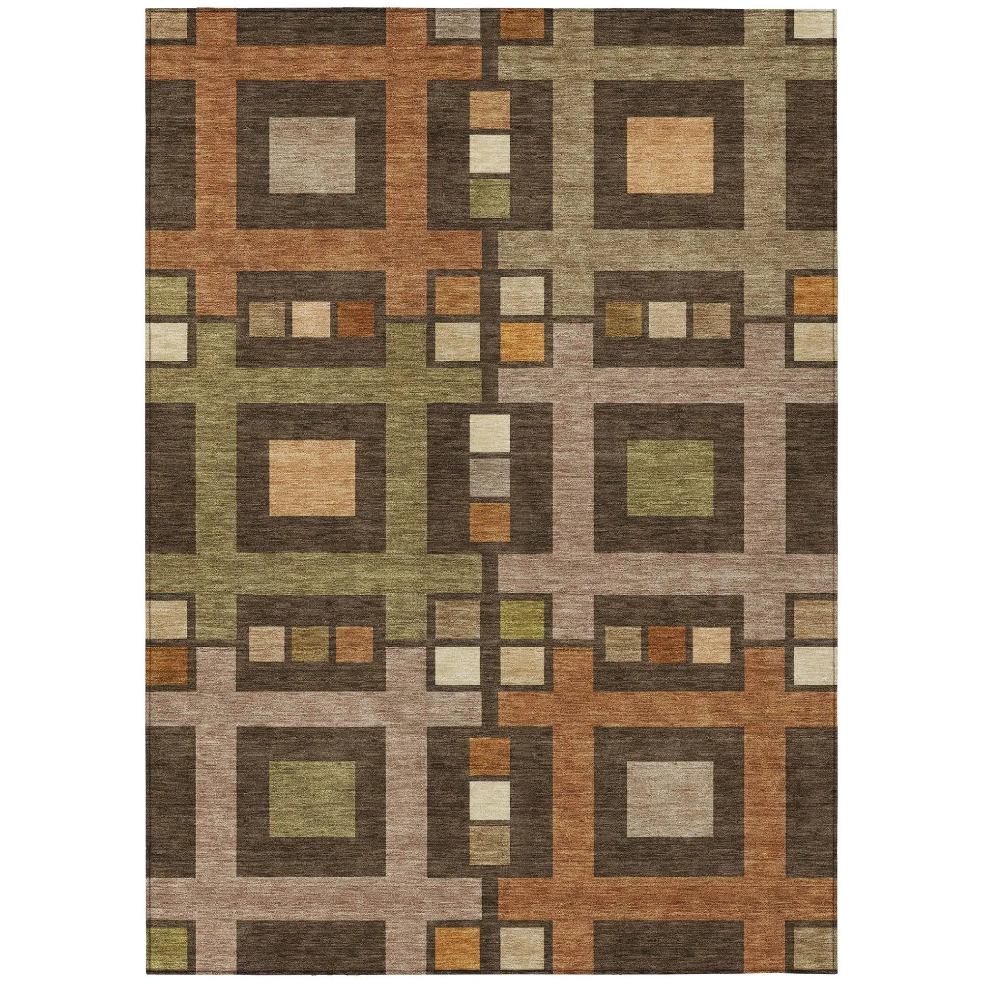 10' X 14' Chocolate And Brown Geometric Washable Indoor Outdoor Area Rug Homeroots Outdoor