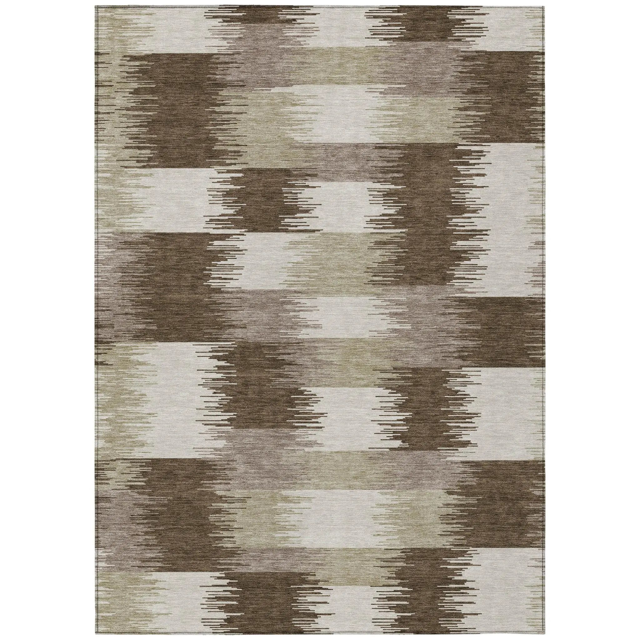 10' X 14' Chocolate And Brown Geometric Washable Indoor Outdoor Area Rug Homeroots Outdoor