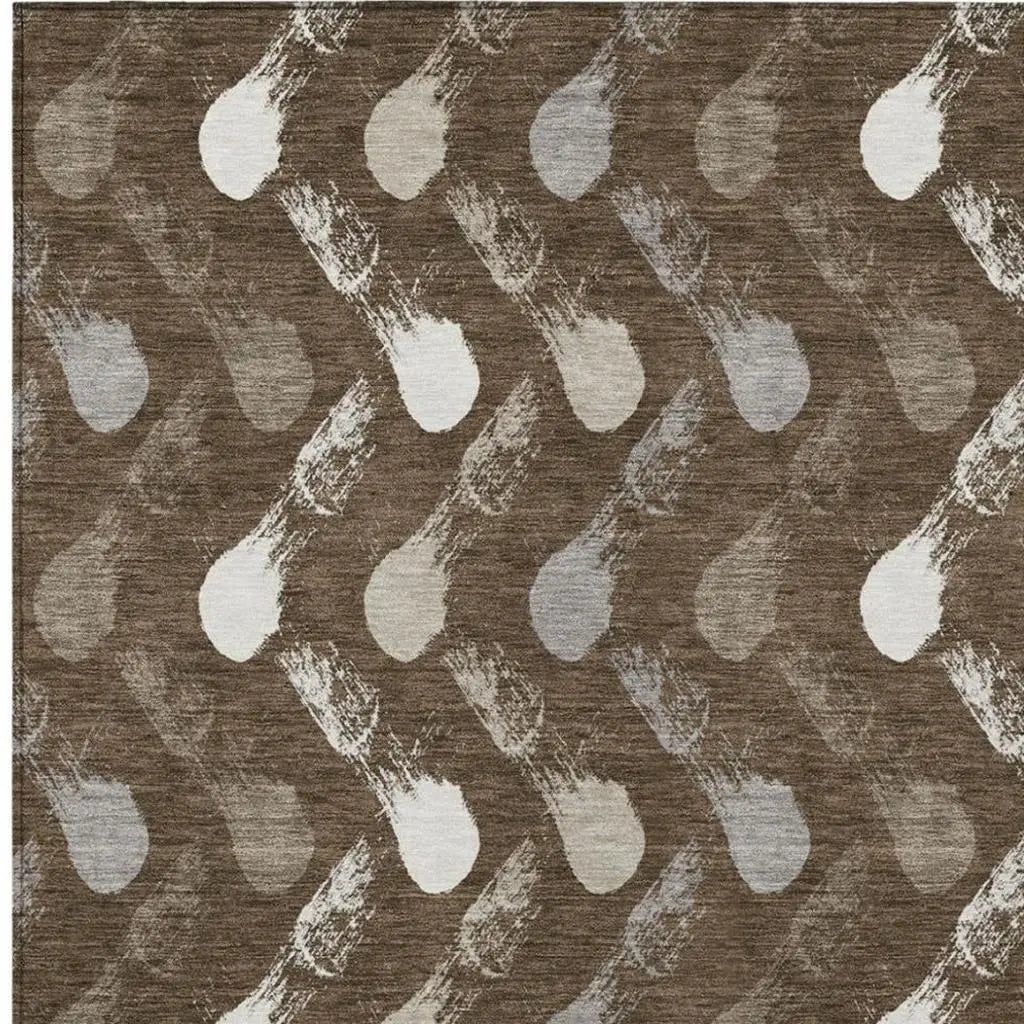 10' X 14' Chocolate And Brown Geometric Washable Indoor Outdoor Area Rug Homeroots Outdoor
