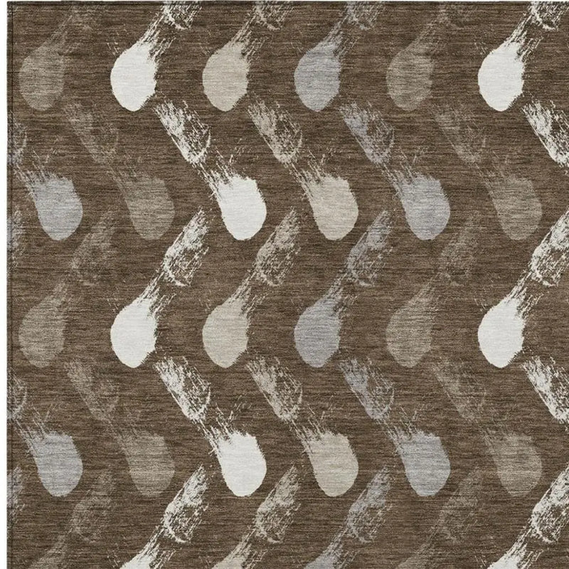 10' X 14' Chocolate And Brown Geometric Washable Indoor Outdoor Area Rug Homeroots Outdoor