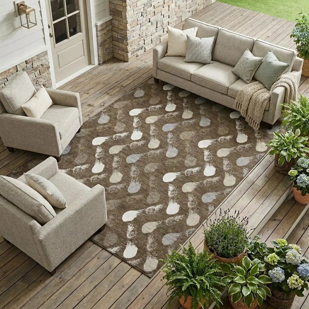 10' X 14' Chocolate And Brown Geometric Washable Indoor Outdoor Area Rug Homeroots Outdoor